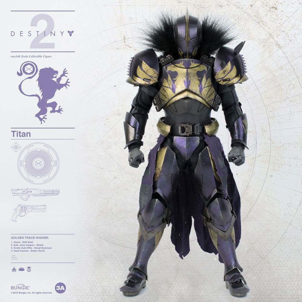 Titan Golden Trace Shader Destiny 2 Sixth Scale Action Figure by ThreeA Toys