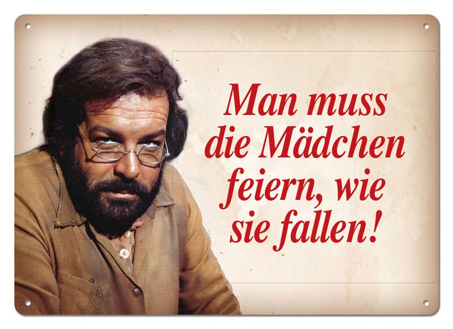 Bud Spencer Tin Sign Mädchen feiern, wie sie fallen 10 x 15 cm