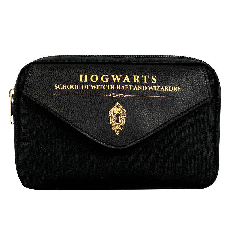Harry Potter - Hogwarts Schild - Kunstlederen Etui met Meerdere Vakken - Zwart