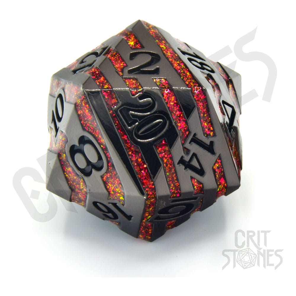 CritStones Metal Dice D20 Pyroblade 3 cm afbeelding