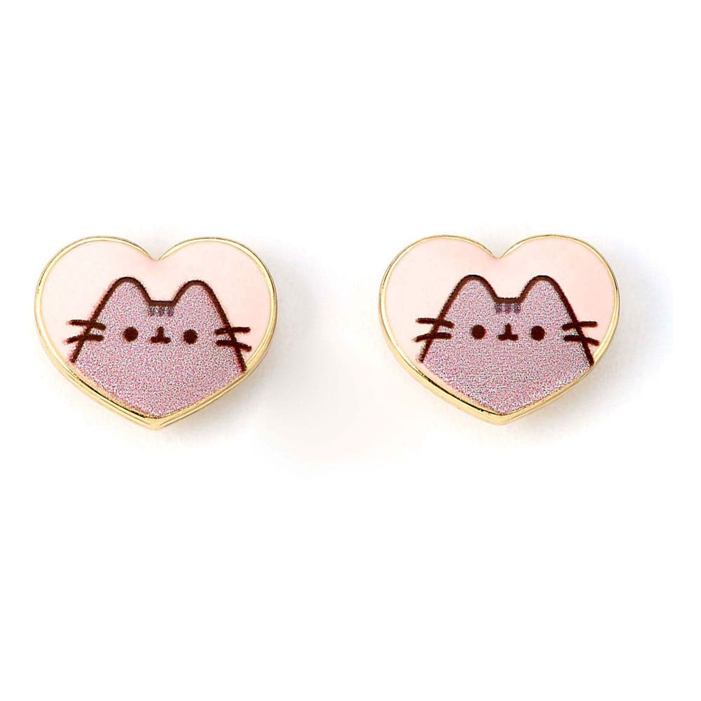 Pusheen Øreringe Pink og Guld Hjerte