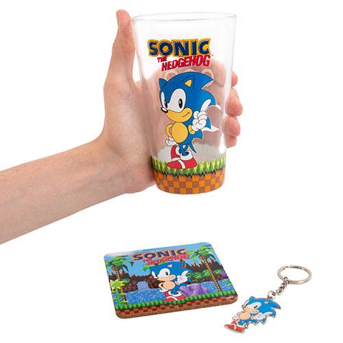 Sonic the Hedgehog Nøglering, glas og bordskåner sæt - Classic