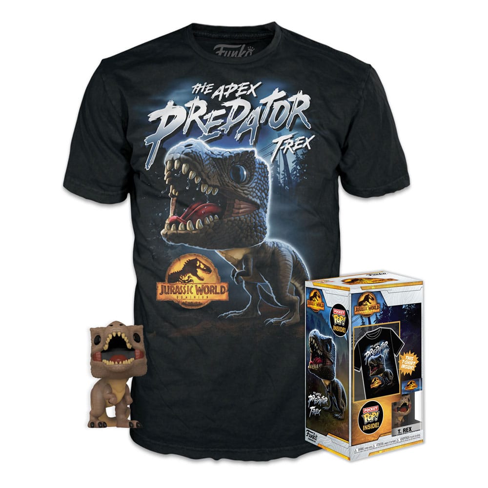 Jurassic World Pocket POP! & Kids Tee Box T-Rex Size M