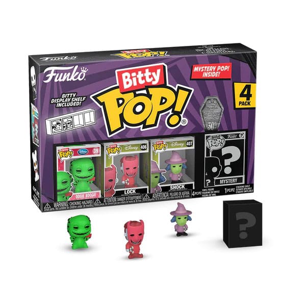 Funko Bitty Pop: Disney The Nightmare Before Christmas 4-Pack Series 1 - Oogie Boogie 39 + Lock 406 + Shock 407 + Mystery