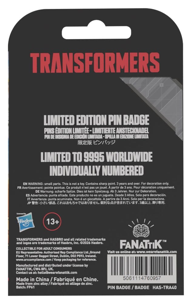 PRECOMENZI - Transformers Pin Badge The Movie 40th Anniversary Unicron Limited Edition
