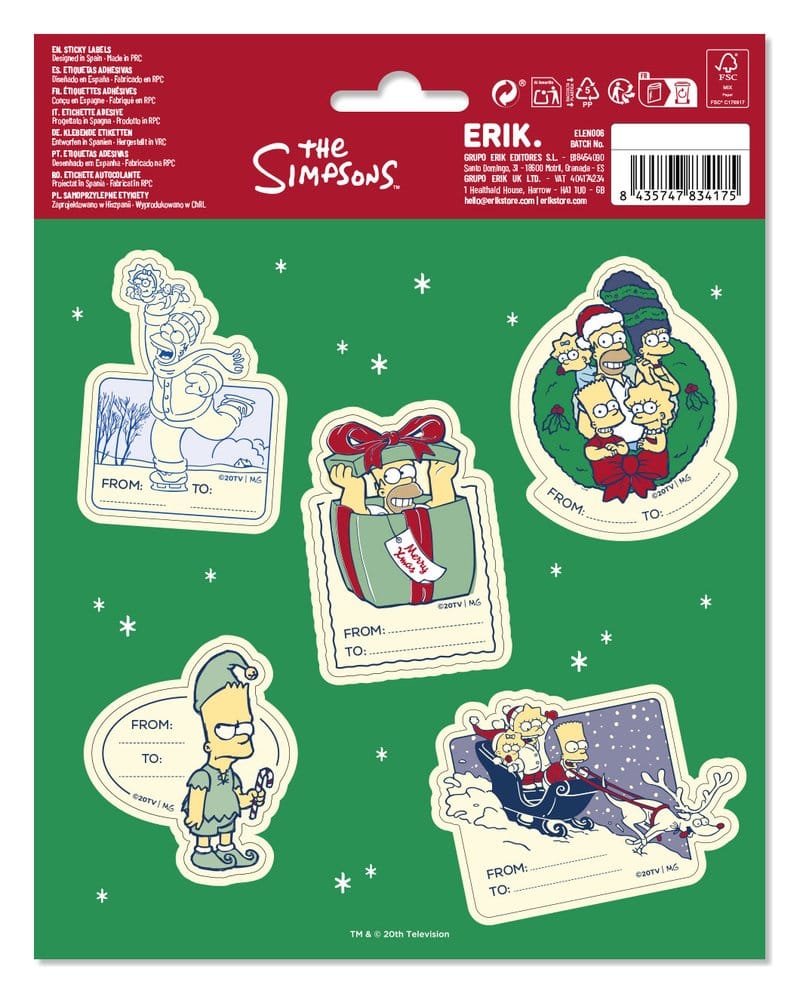 PRECOMENZI - The Simpsons Premium Self-Adhesive Christmas Labels (10)