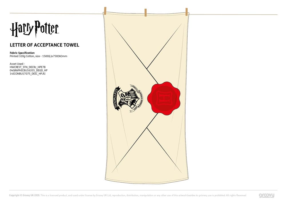 Harry Potter Towel Letter Of Acceptance 150 x 75 cm