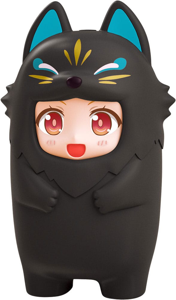 Nendoroid More Kigurumi Face Parts Case for Nendoroid Figures Black Kitsune 10 cm