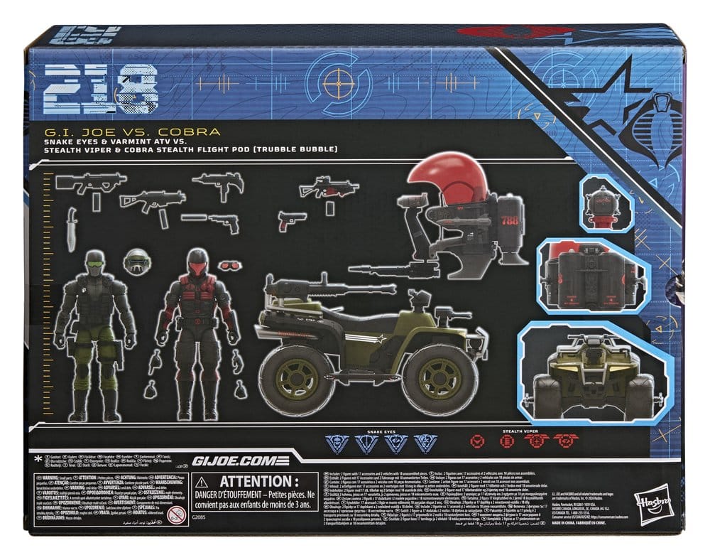 Jucarii - G.I. Joe Classified Series Action Figure & Vehicle Set Snake Eyes & Varmint ATV vs. Stealth Viper & Cobra Stealth Flight Pod (Trubble Bubble) 15 cm