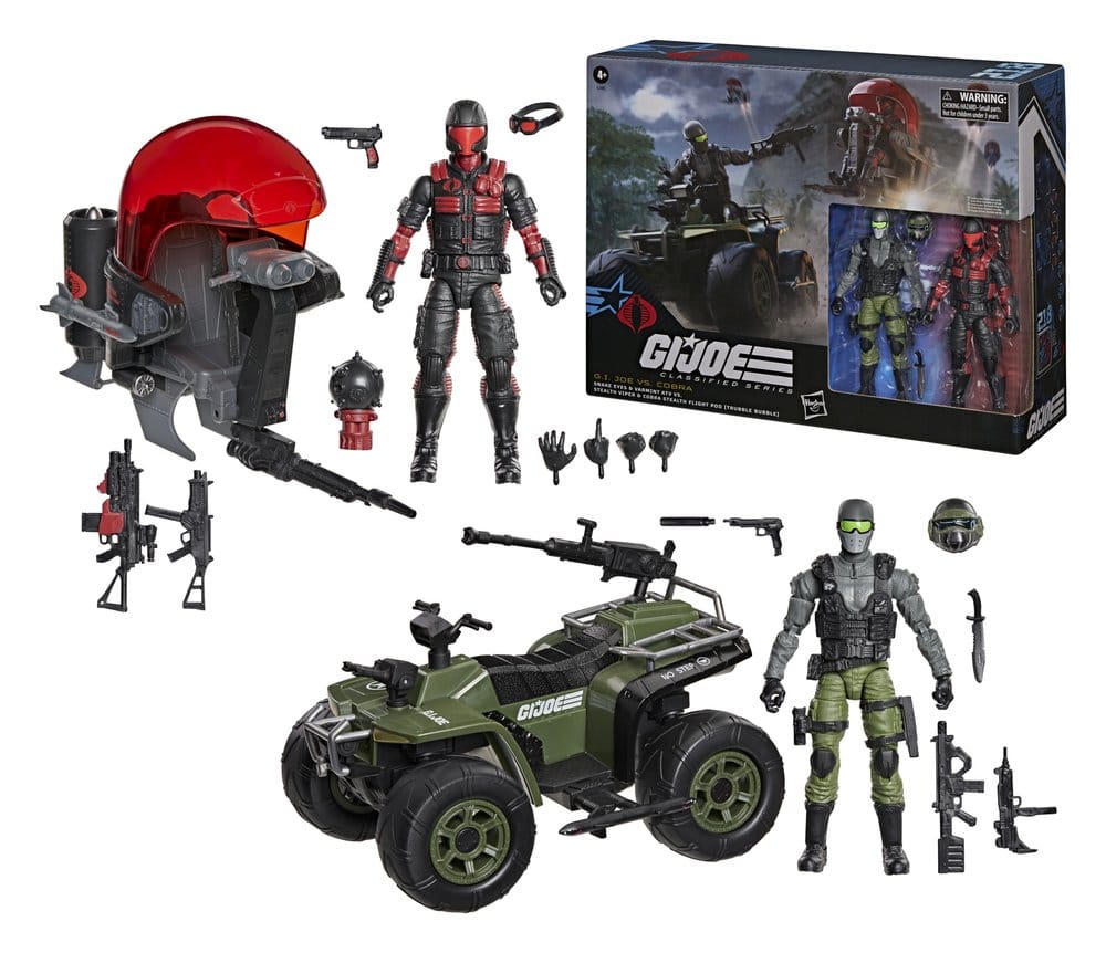 G.I. Joe Classified Series Action Figure & Vehicle Set Snake Eyes & Varmint ATV vs. Stealth Viper & Cobra Stealth Flight Pod (Trubble Bubble) 15 cm [1]