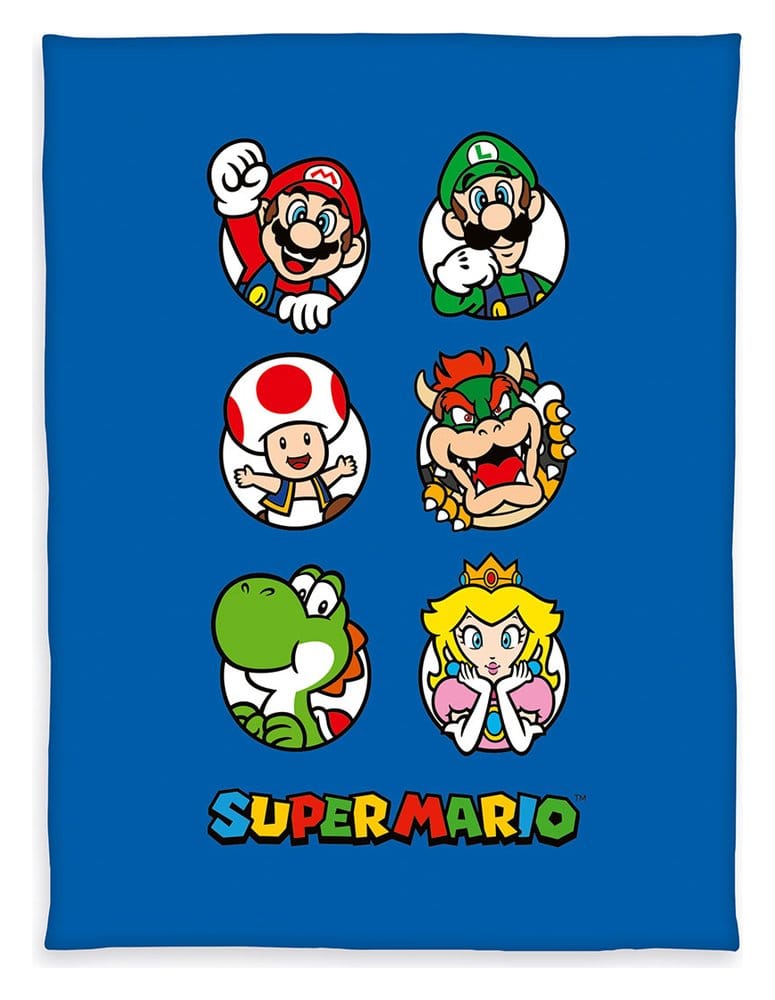 Super Mario Fleece Blanket blue 150 x 290 cm