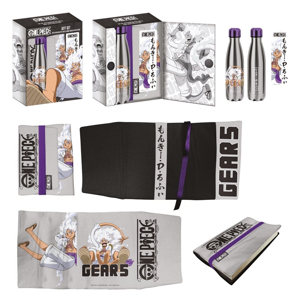 One Piece Steel Bottle, Sticker, Book Cover Gift Set Gears