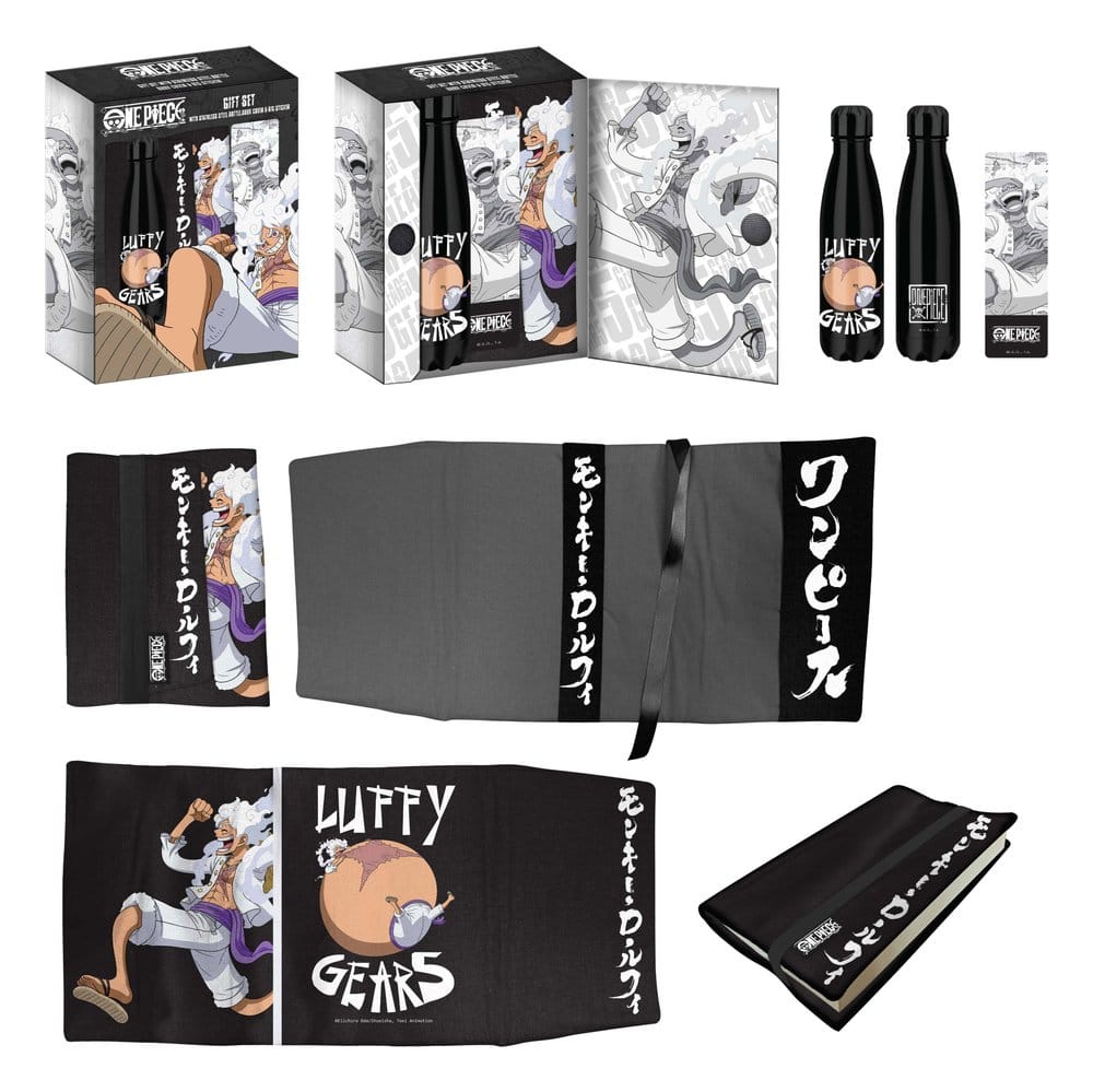One Piece Steel Bottle, Sticker, Book Cover Gift Set Luffy Gears