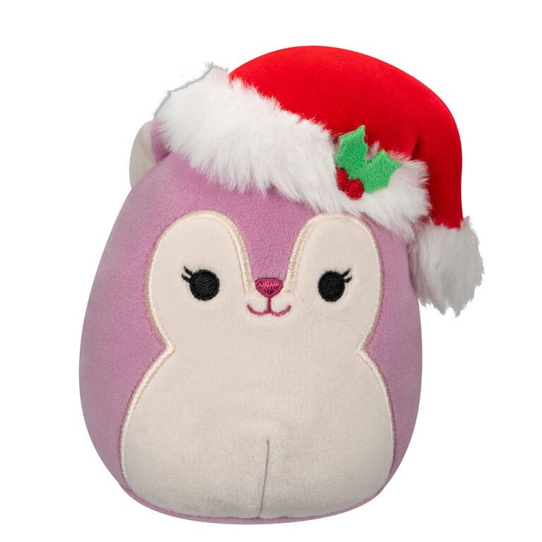 Squishmallows Plush Figure Allina the Plum Squirrel with Santa Hat 12 cm