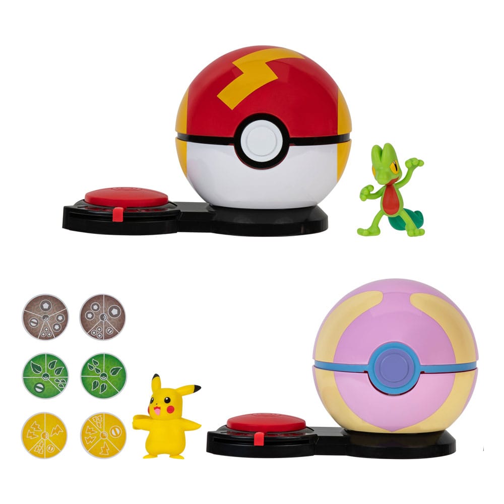 Pokémon Surprise Attack Game Pikachu (female) with Fast Ball vs. Treecko with Heal Ball