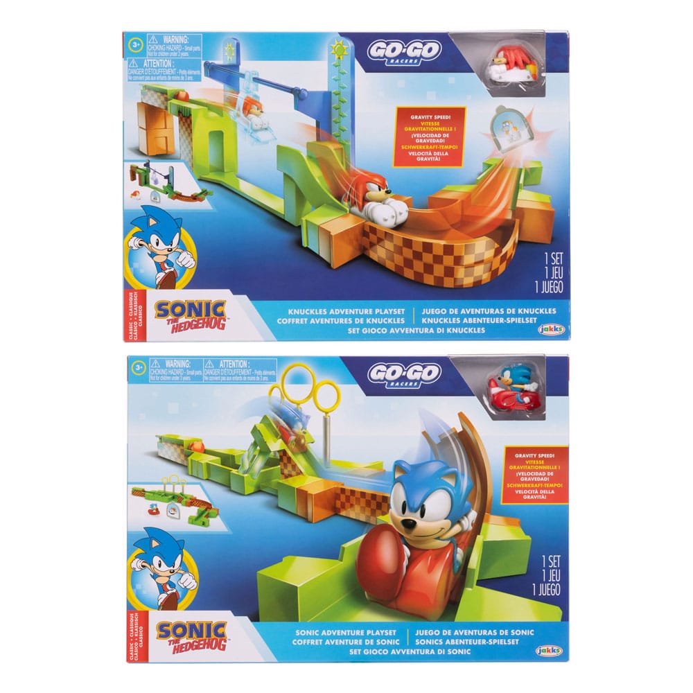 Sonic - The Hedgehog Go Go Racers Mini Figure Playset Launching ramps Sonic & Knuckles