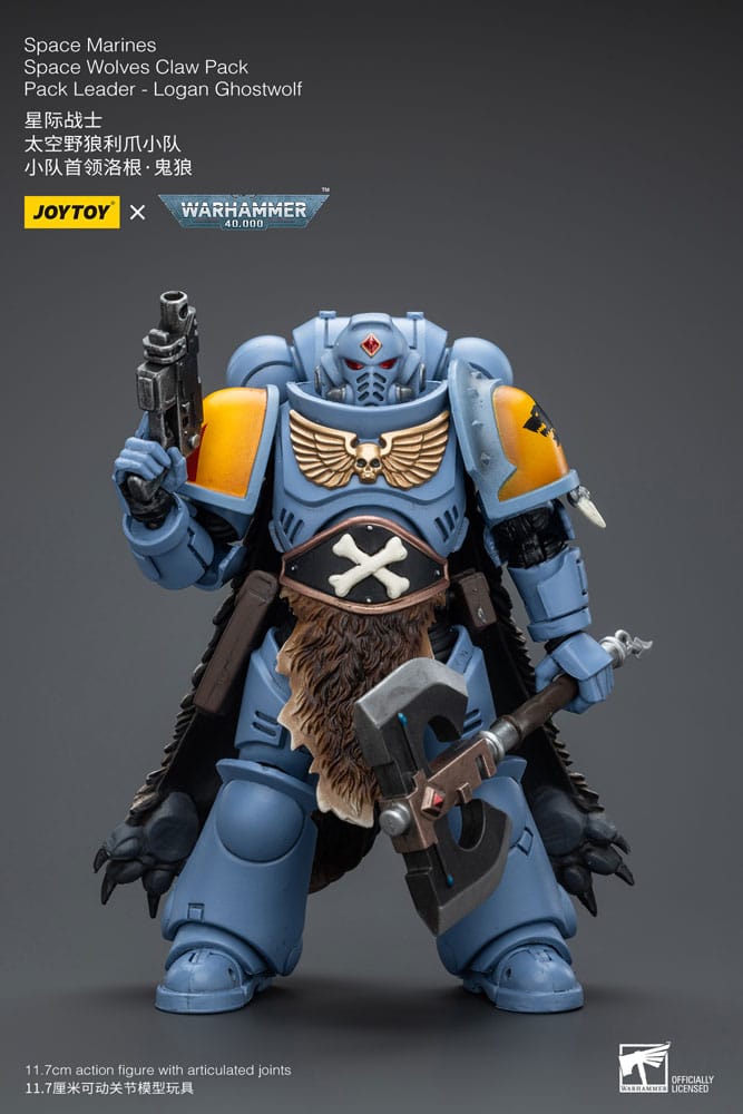 Warhammer 40k Action Figure 1/18 Space Marines Space Wolves Claw Pack Pack Leader -Logan Ghostwolf 12 cm