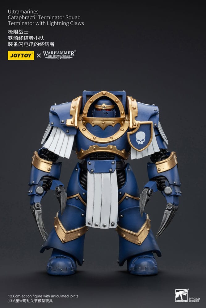 JOYTOY Warhammer 30k Action Figure Ultramarines Cataphractii Terminator Con Artigli Fulmini – Scala 1:18, 13,6 Cm, Collezionabile