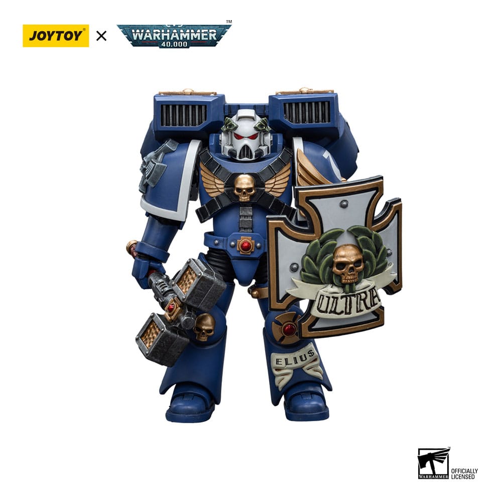 Warhammer 40k Action Figure 1/18Ultramarines Vanguard Veteran with Thunder Hammer and Storm Shield 12 cm