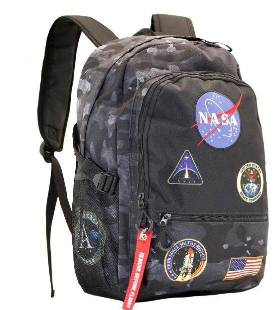 Nasa Rugzak Camo Zwart - Hoogte 44cm