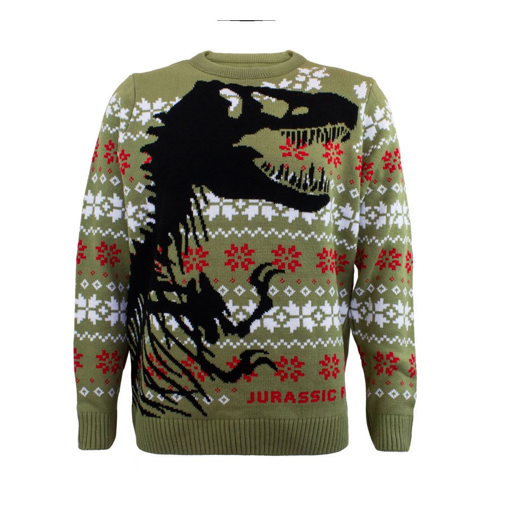 Jurassic Park Kersttrui -L- Dino Skeleton Groen