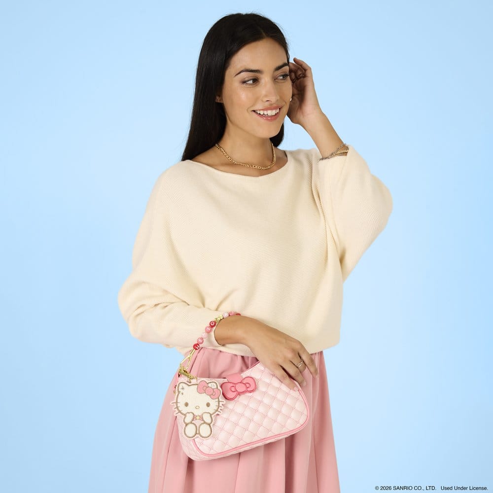 PRECOMENZI - Sanrio by Loungefly Crossbody with Beaded Handle & Bag Charm Hello Kitty Quilted