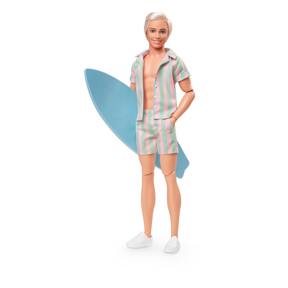 Barbie The Movie Doll Ken Wearing Pastel Striped Beach Matching Set