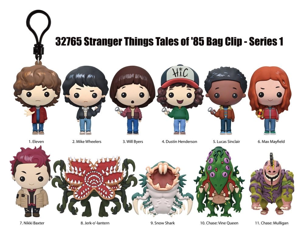 PRECOMENZI - Stranger Things Tales of '85 3D PVC Bag Clips Series 1 Display (24)