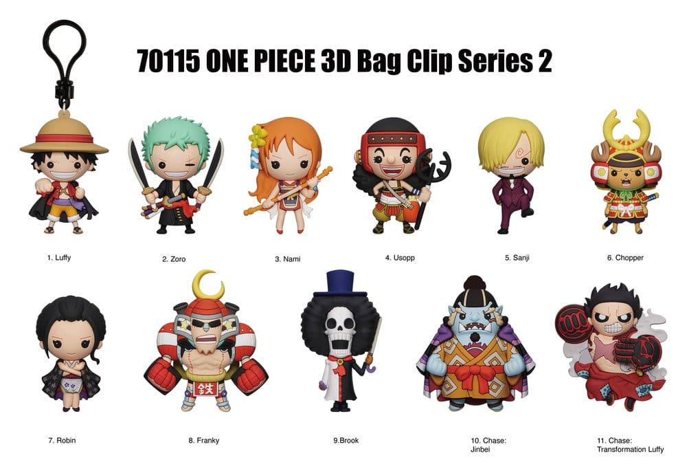 PRECOMENZI - One Piece 3D PVC Bag Clips Series 2 Display (24)