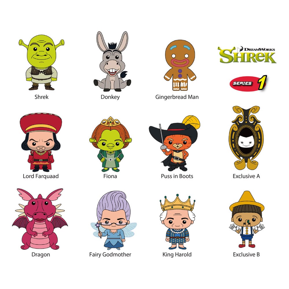 Shrek 3D PVC Bag Clips Series 1 Display (24)