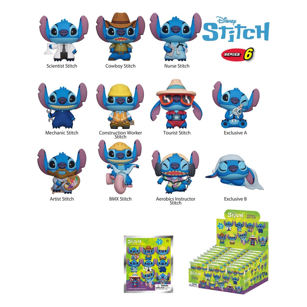 Lilo & Stitch PVC Bag Clips Stitch Series 6 Display (24)