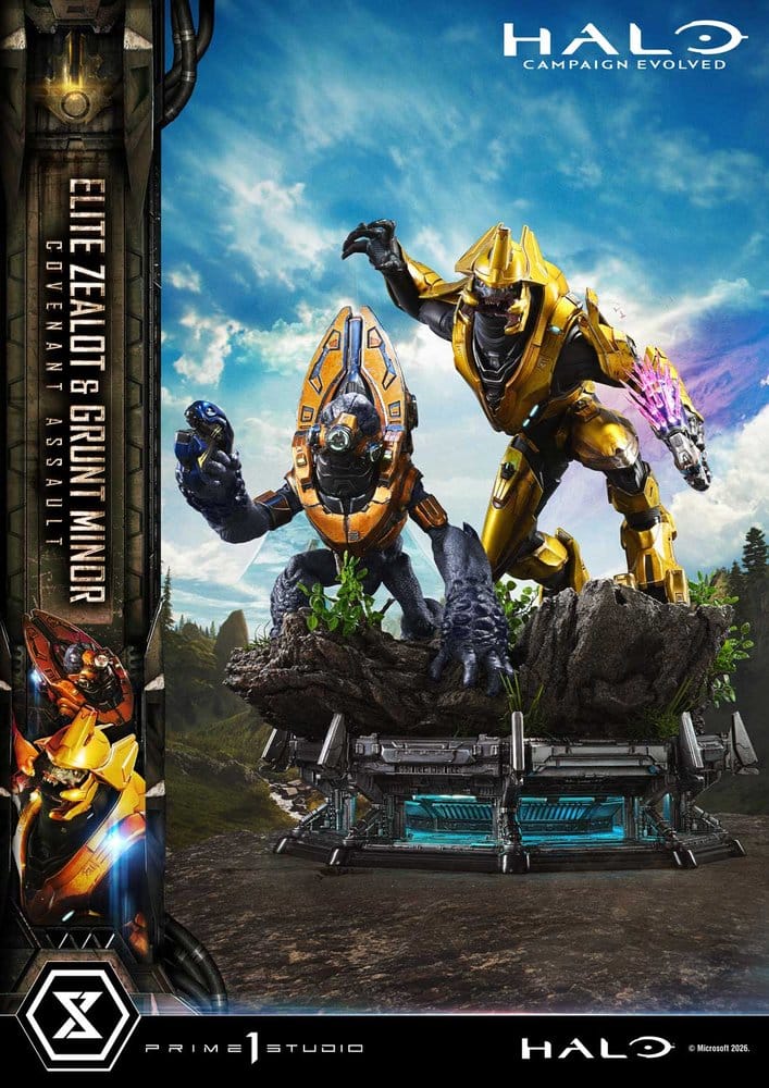 Halo: Campaign Evolved Ultimate Premium Masterline Series Statue 1/4 Elite Zealot & Grunt Minor: Covenant Assault Bonus Version 81 cm