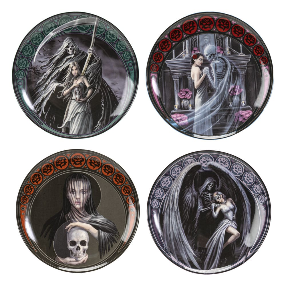 Pacific Trading Anne Stokes Plates Dance With Death - Pack Of 4 - Afbeelding 1 van 1