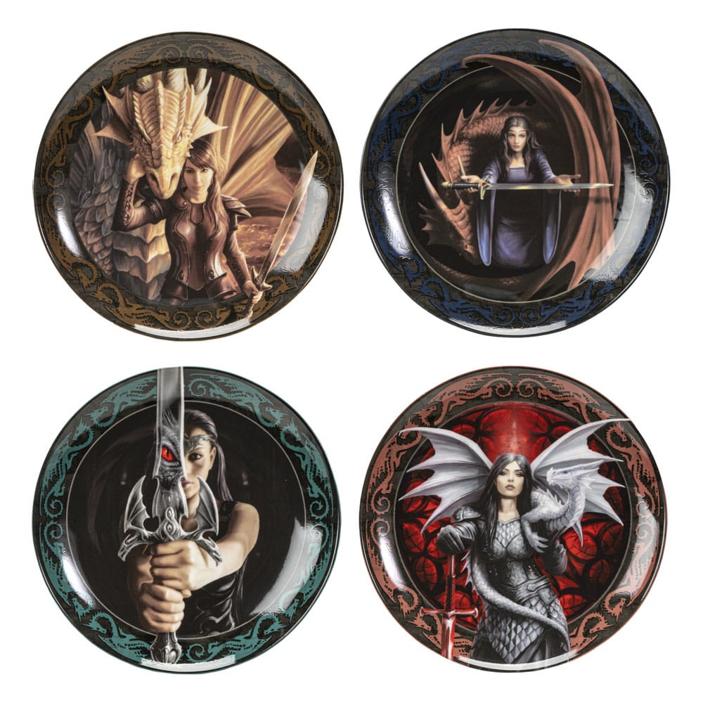 Fantasy Giftshop Anne Stokes dessert plates â€“ Warrior Maidens