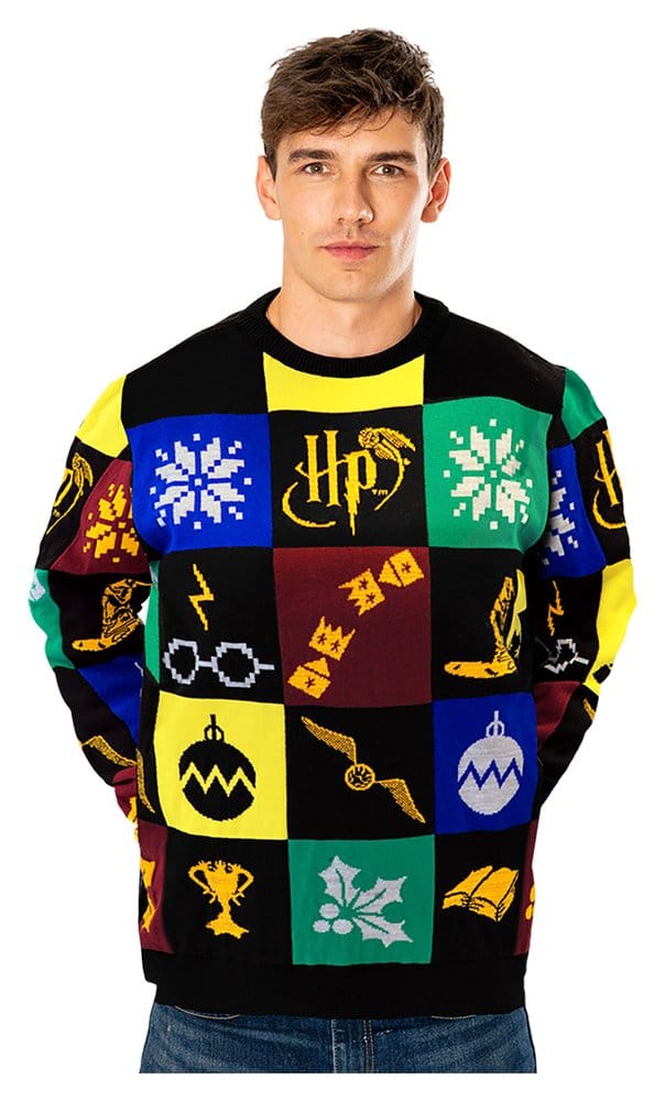 Harry Potter Christmas Sweater Deluxe Patchwork Knitted Size M