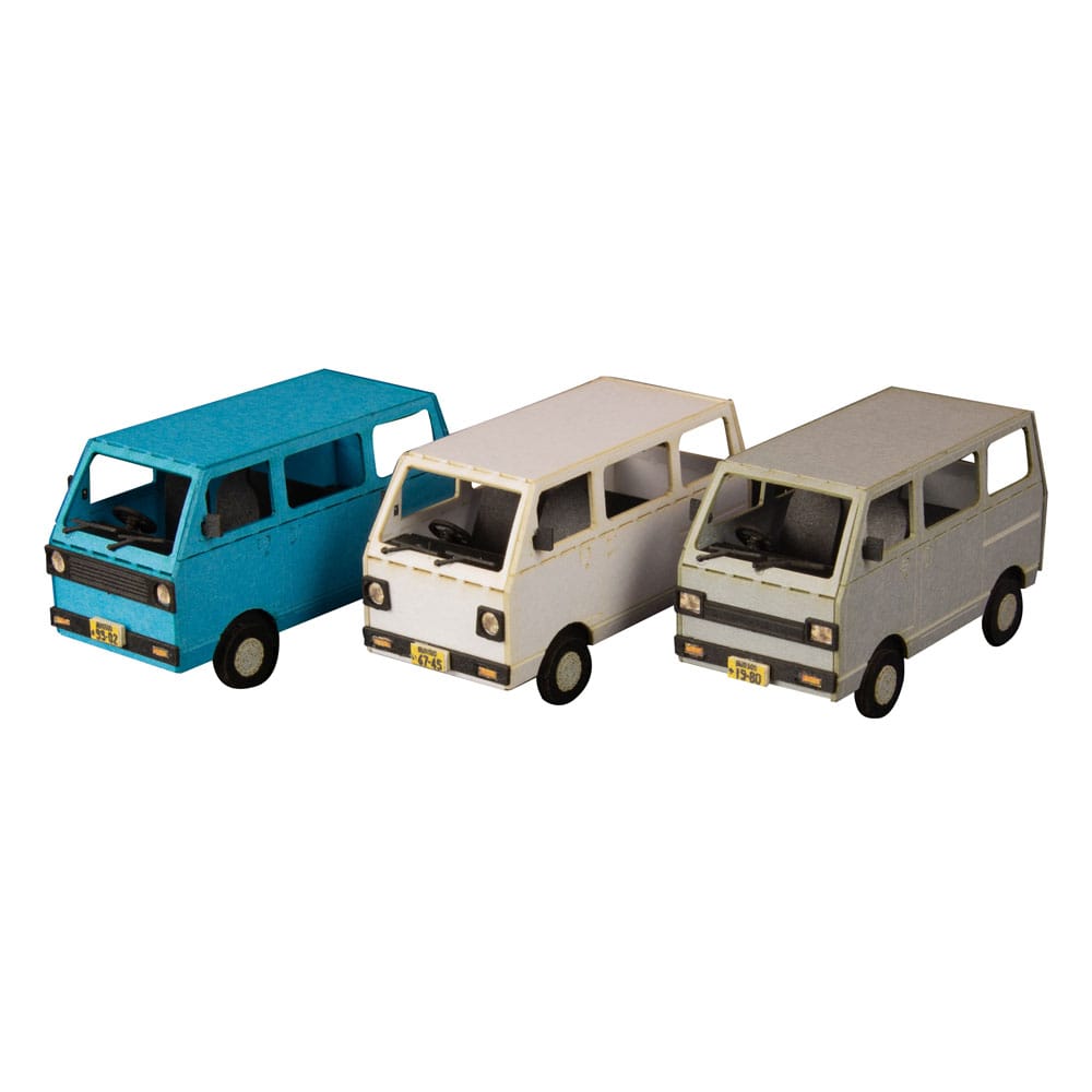 Original Illustration 1/80 Paper Model Kit 1/80 Town Corner Accessory Series Kei Van (white/blue/silver) 2 cm