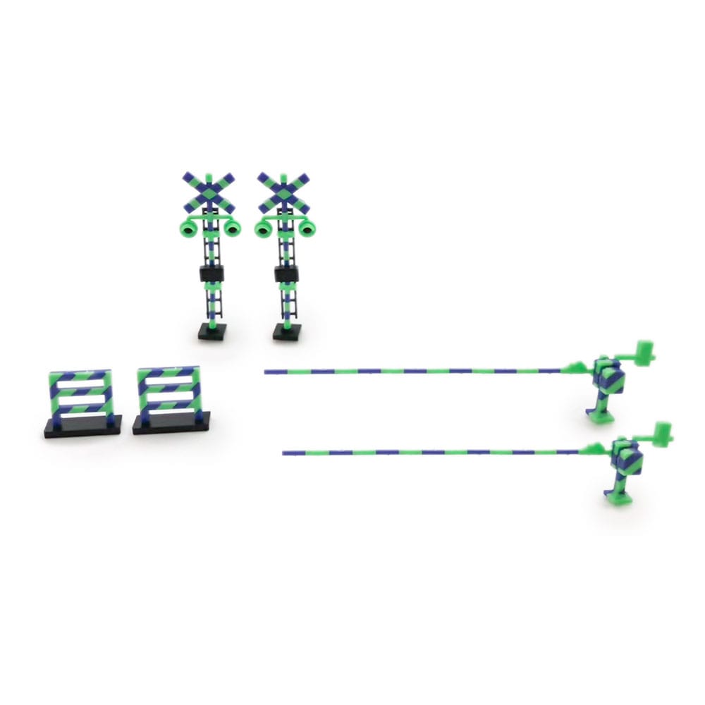 Original Character 1/80 Plastic Model Kit 1/80 Railway Crossing (Green×Blue) 5 cm