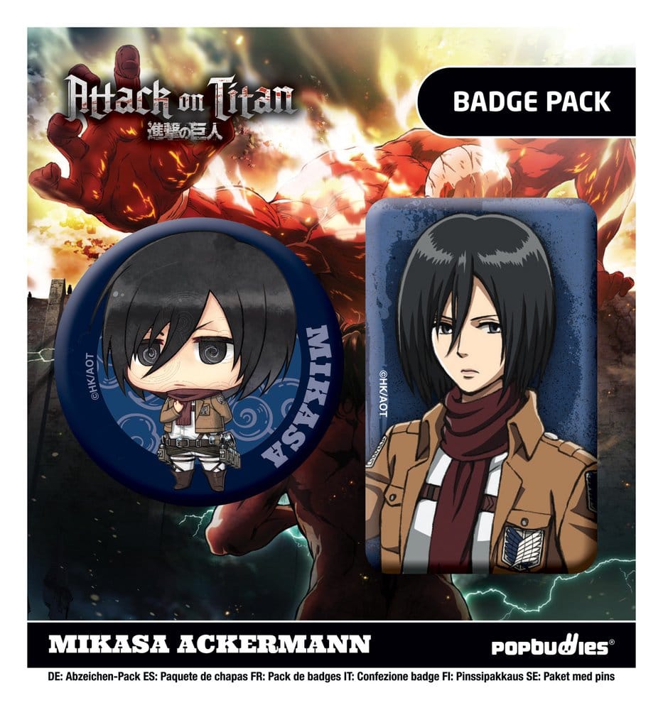 Attack on Titan Badges 2-Pack Mikasa Ackermann