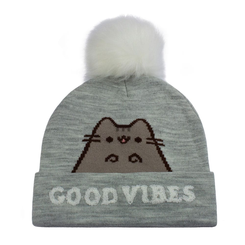 Pusheen - "Good Vibes" Grijs en Wit Pomponmuts