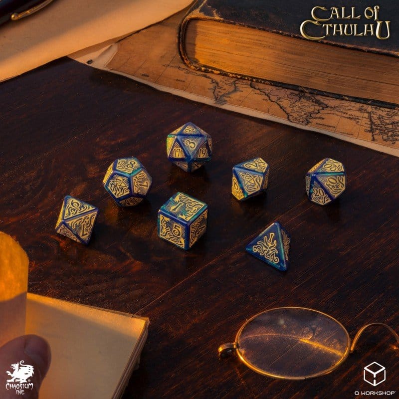 Call of Cthulhu 7th Edition Dice Set of 7 Blue-green & Gold [1]