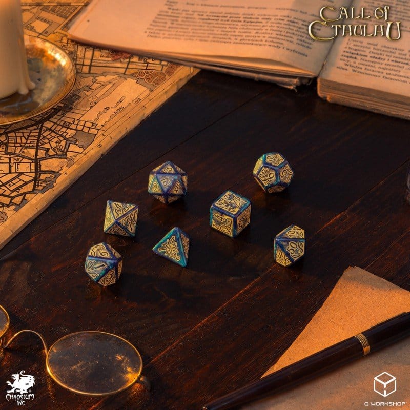 Call of Cthulhu 7th Edition Dice Set of 7 Blue-green & Gold [6]