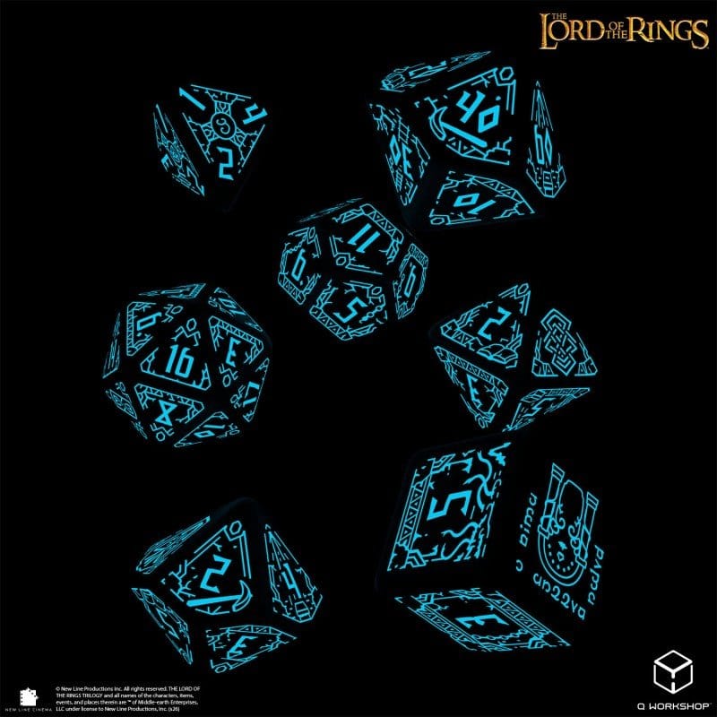 The Lord of the Rings Dice Set of 7 Moria (Glow in the Dark)