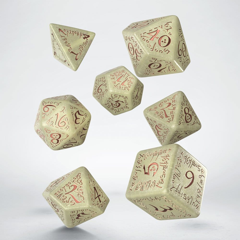 Elvish Jumbo Dice Set of 7 (Shimmering Beige & Copper)