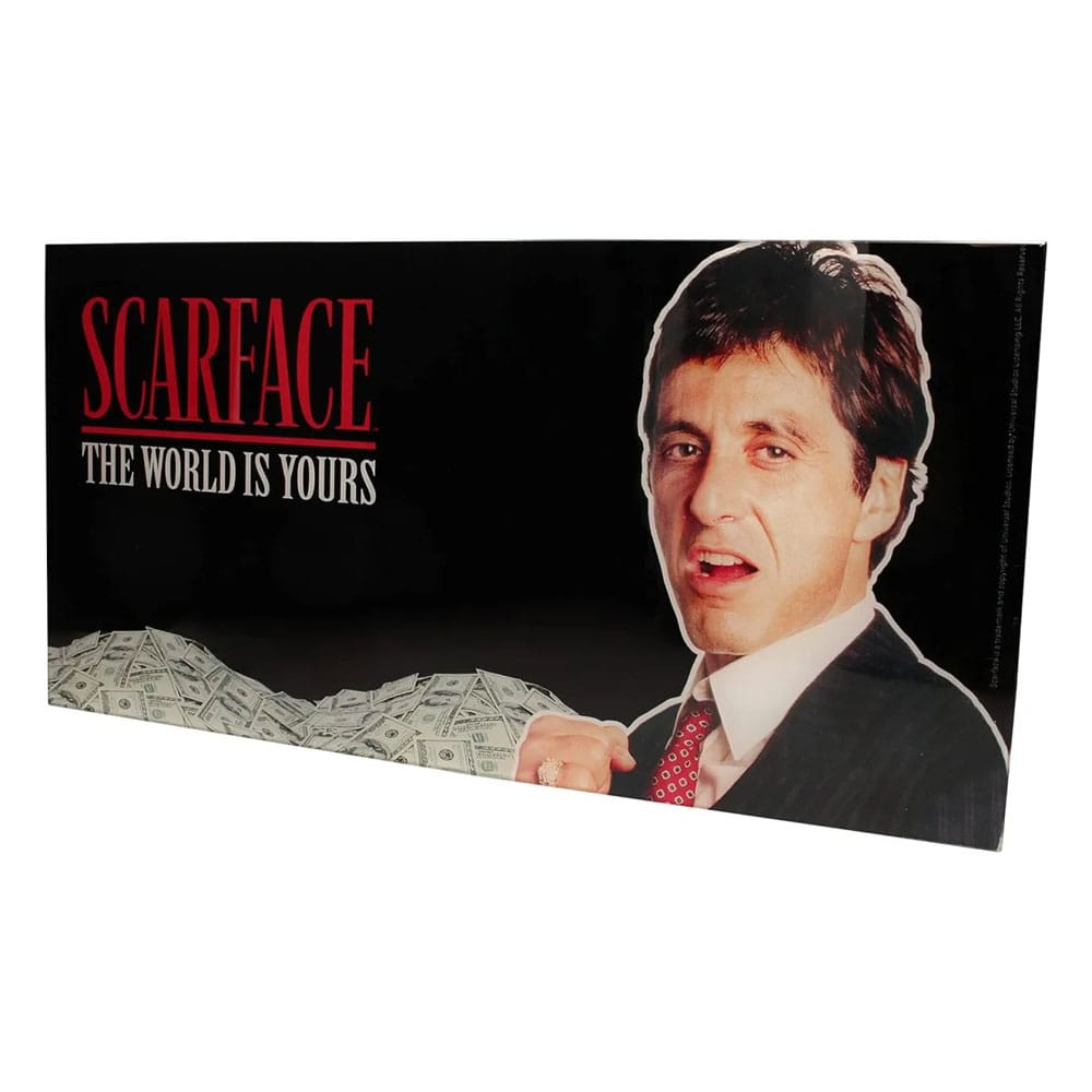 SD Toys Scarface Glass Poster The World Is Yours (Black Background) 60 x 30 cm