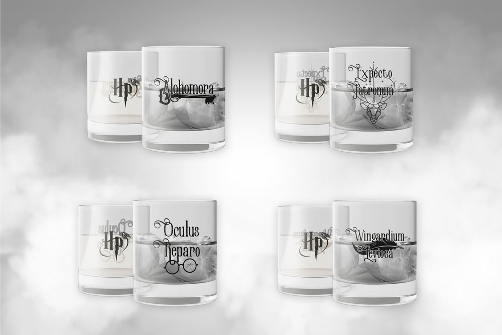 Harry Potter Crystal Glasses 4-Pack Spells