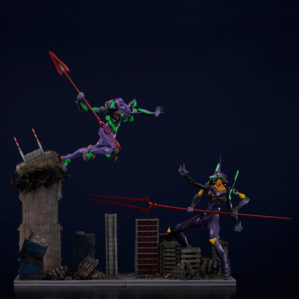 Evangelion: 3.0+1.0 Thrice Upon a Time PVC Statue Scene Scape Diorama Eva Unit 07 vs. Eva Unit 13 65 cm