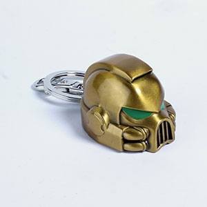 Warhammer 40K Metal Nøglering - Space Marine MKVII Helmet Gold