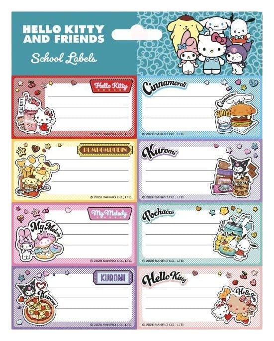 Hello Kitty and Friends School Labels American Diner Version