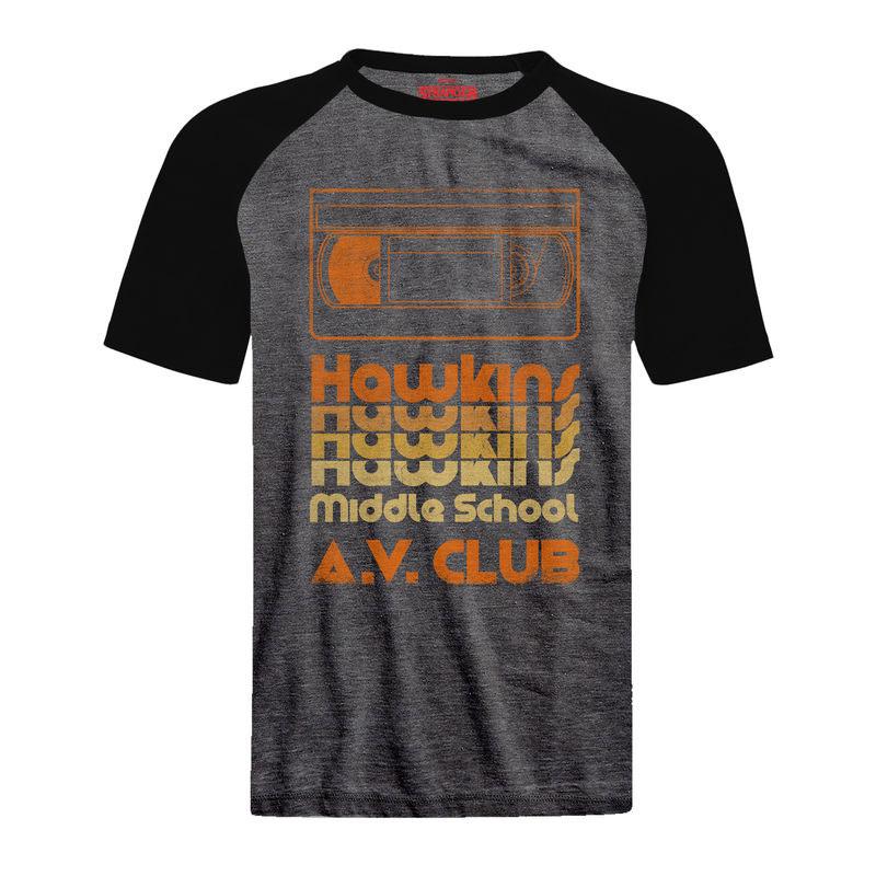 Stranger Things Raglan Tshirt -S- AV Club Grijs/Zwart