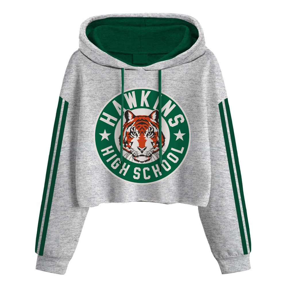 Stranger Things Crop Sweater/Trui -L- Hawkins Badge Grijs